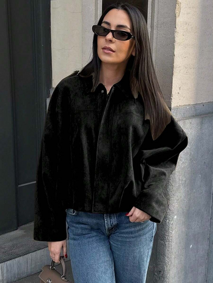 Isabella | Giacca in pelle scamosciata vintage