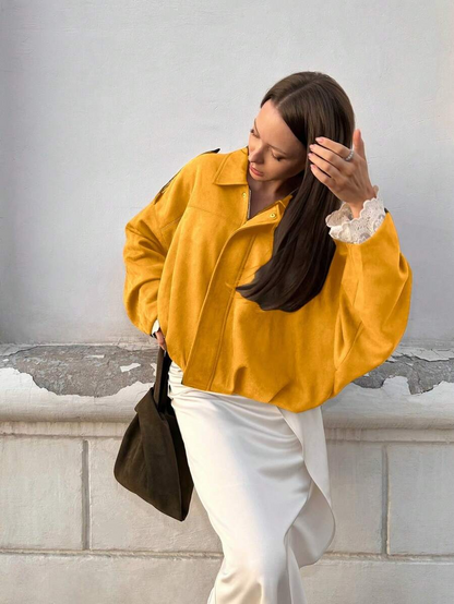 Isabella | Giacca in pelle scamosciata vintage