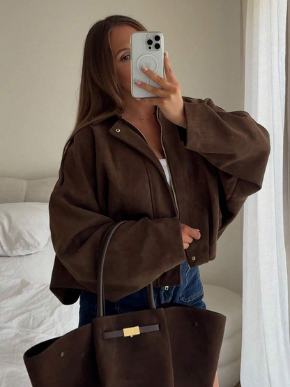 Isabella | Giacca in pelle scamosciata vintage