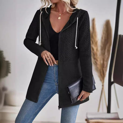 Mia | Elegante cardigan con cappuccio grigio