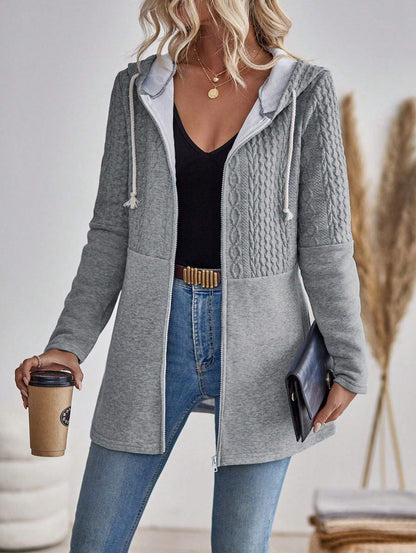 Mia | Elegante cardigan con cappuccio grigio