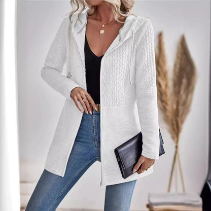 Mia | Elegante cardigan con cappuccio grigio