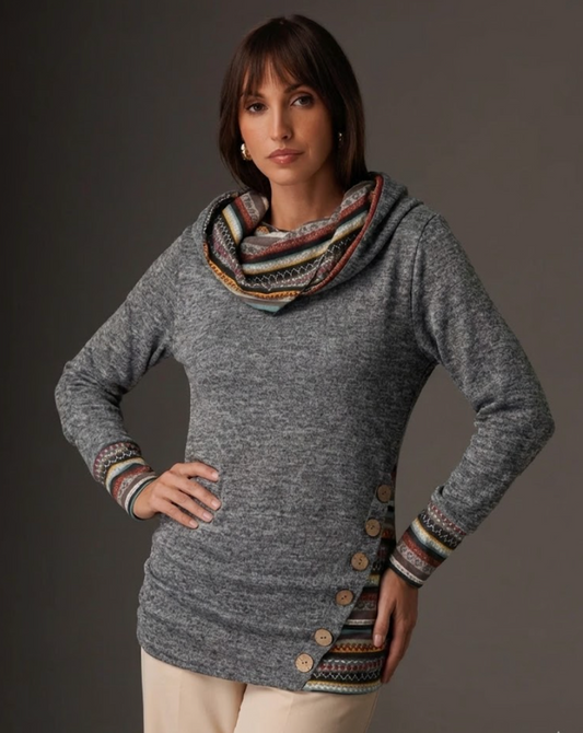 Felpa con cappuccio patchwork Boho da donna