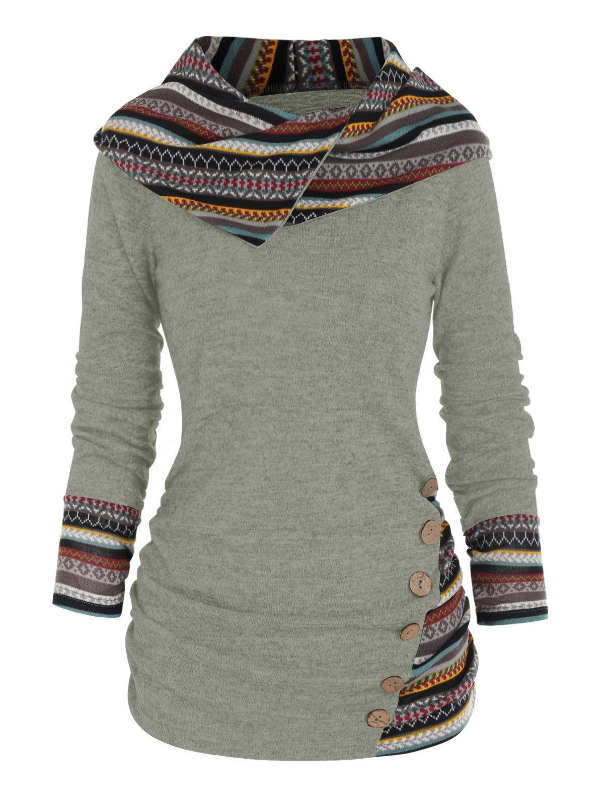 Felpa con cappuccio patchwork Boho da donna