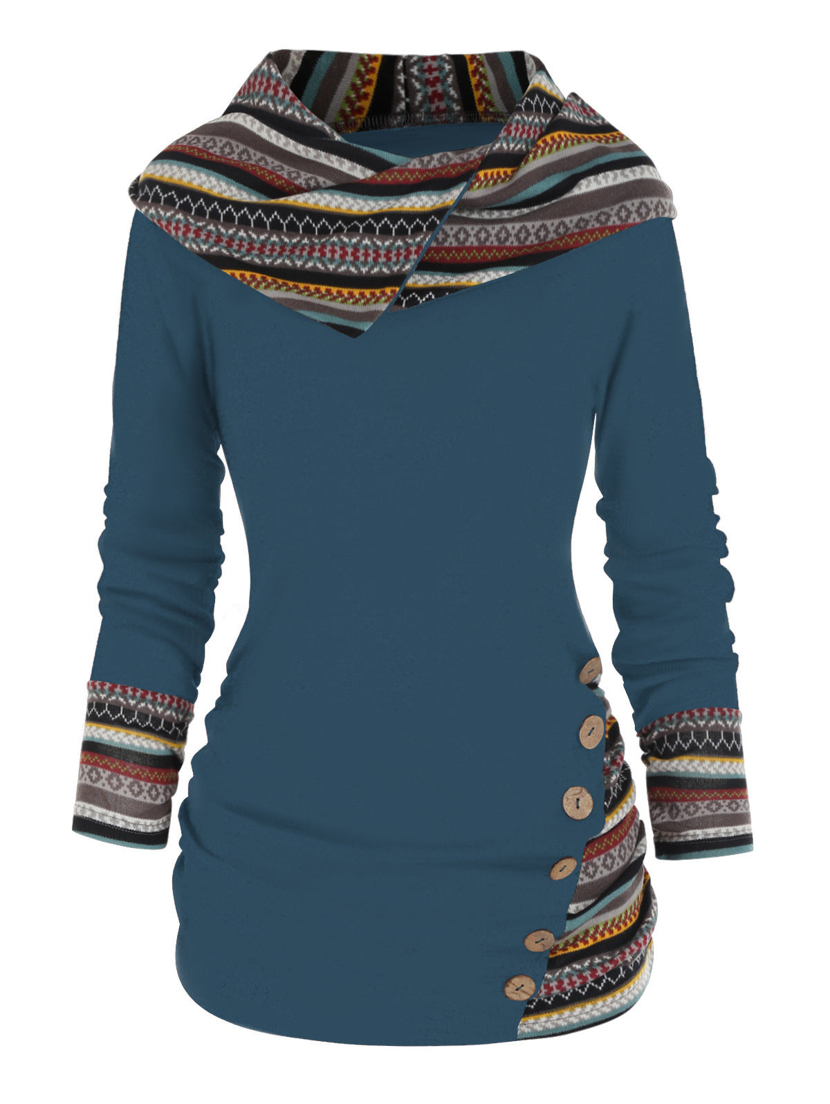 Felpa con cappuccio patchwork Boho da donna