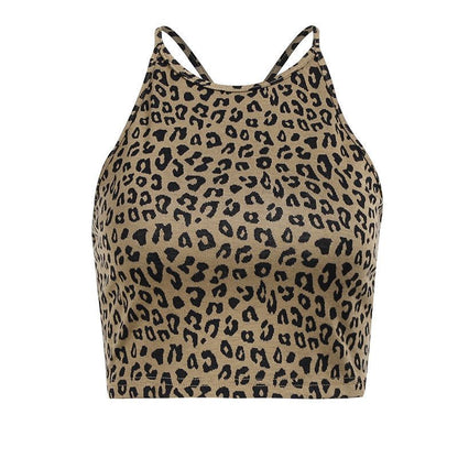 Top con stampa leopardata senza schienale