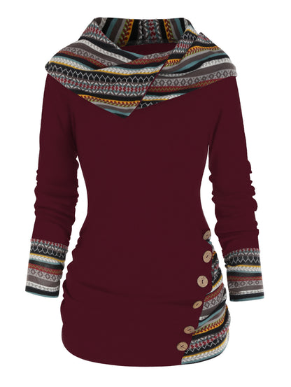 Felpa con cappuccio patchwork Boho da donna