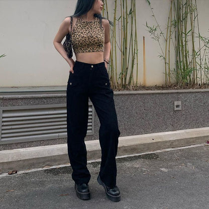 Top con stampa leopardata senza schienale