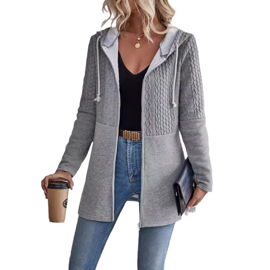 Mia | Elegante cardigan con cappuccio grigio
